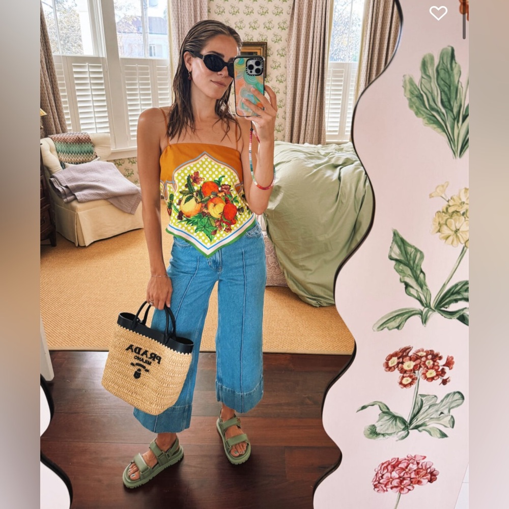 Cropped High Waist Wide Leg Front Central Seam Zara Jeans